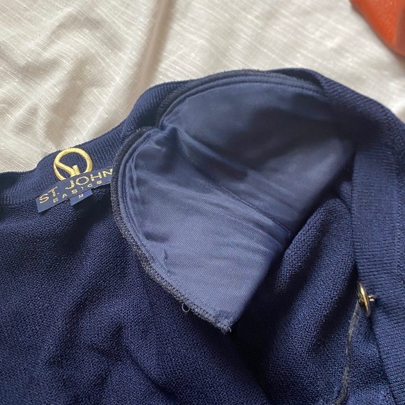 St. John Deep Blue Cardigan with Gold Buttons - Picture 4 of 8